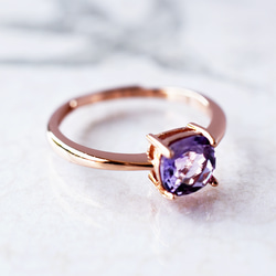 アメジスト指輪、リング：2月の誕生石：紫色、四角、スクエア、透明感：ピンクゴールド：Creema限定【送料無料】 4枚目の画像