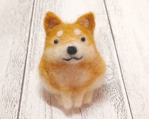 受注制作】まんまるおすわり柴犬 羊毛フェルト 犬 羊毛フェルト
