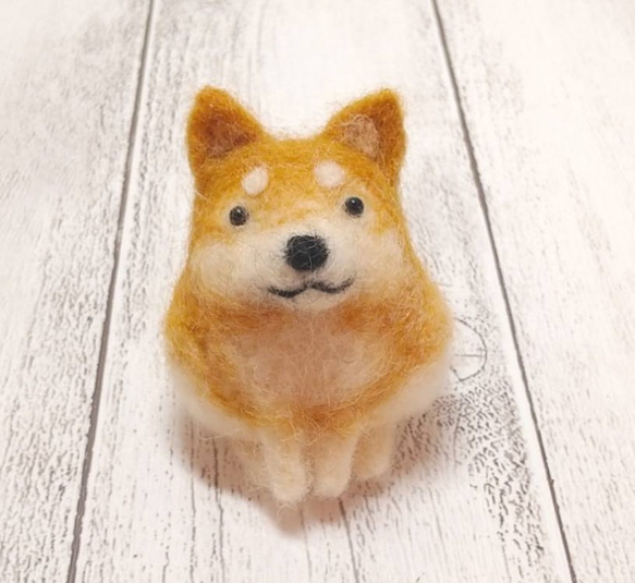 受注制作】まんまるおすわり柴犬 羊毛フェルト 犬 羊毛フェルト