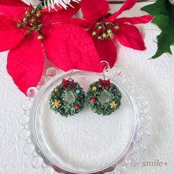 クリスマスリースのピアス/イヤリング 4枚目の画像