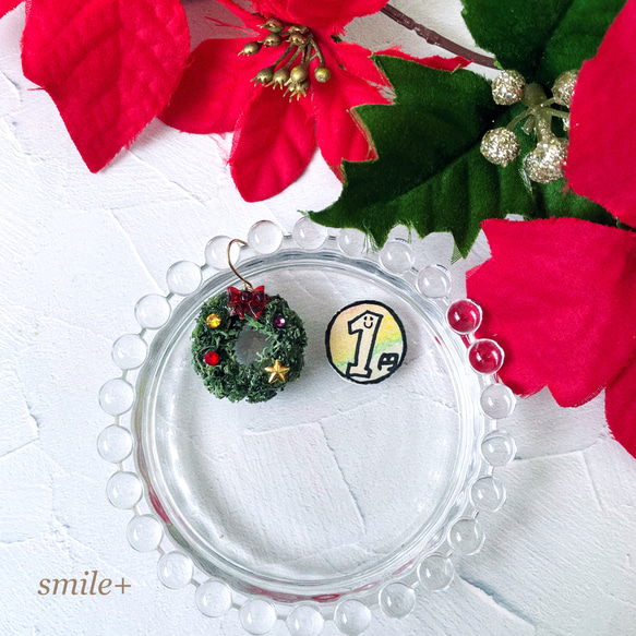 クリスマスリースのピアス/イヤリング 5枚目の画像