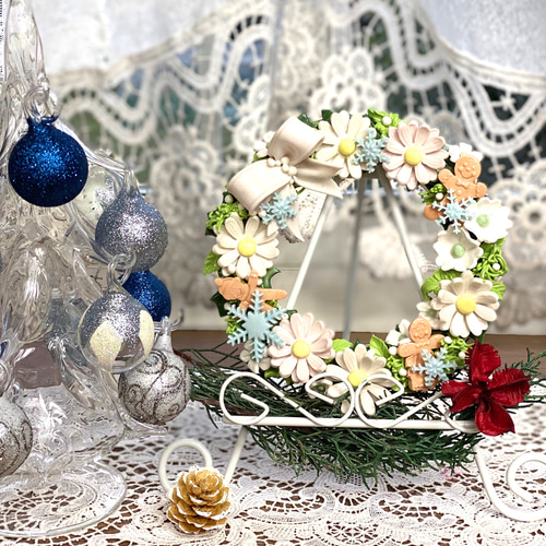 陶器Xmasリース 陶器Xmasリース