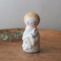 陶器で作った人形   noru doll ( ノルドール )  　白いうさぎ       〈再販〉 2枚目の画像