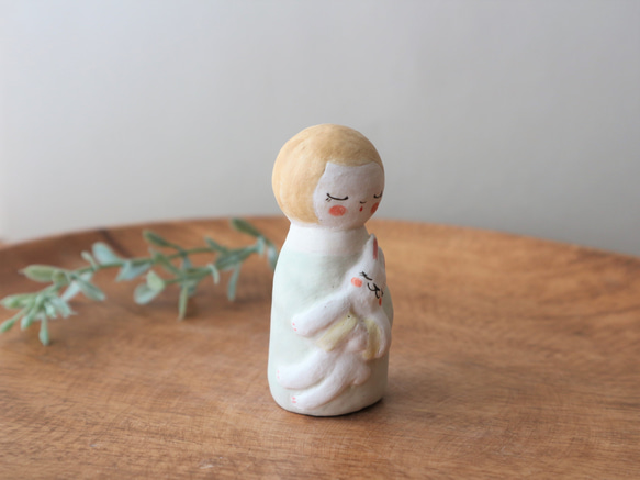 陶器で作った人形   noru doll ( ノルドール )  　白いうさぎ       〈再販〉 5枚目の画像