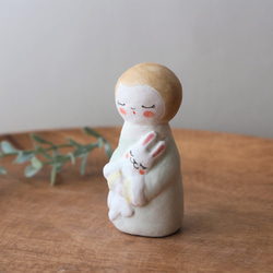 陶器で作った人形   noru doll ( ノルドール )  　白いうさぎ       〈再販〉 3枚目の画像