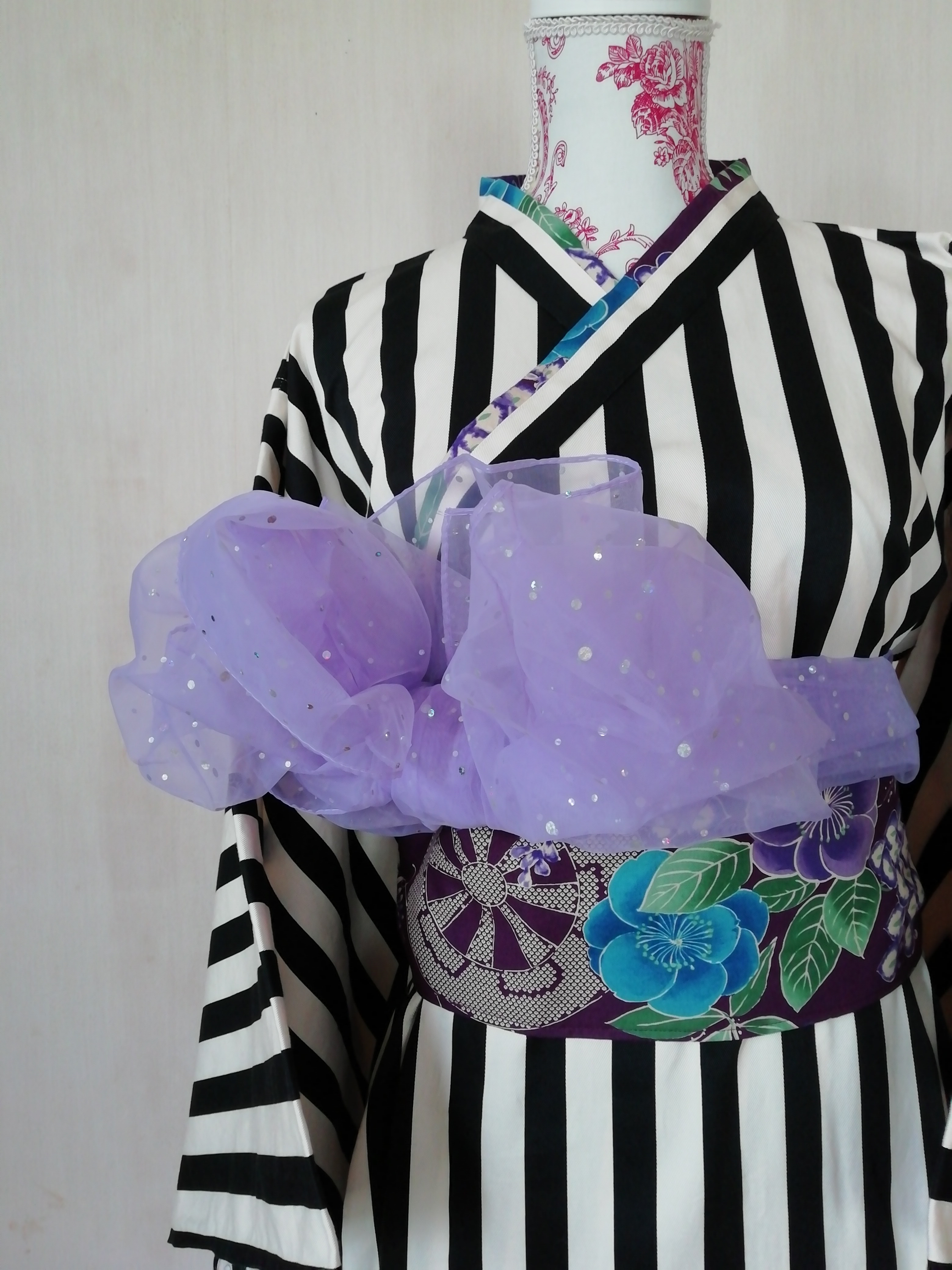 ＜再販＞紫藤の和ドレス＊＊飾り帯つき＊＊
