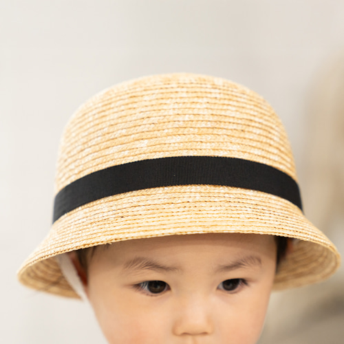 グラン Gland 麦わら帽子 クロッシェ 子供・キッズ用 ブラック 50cm