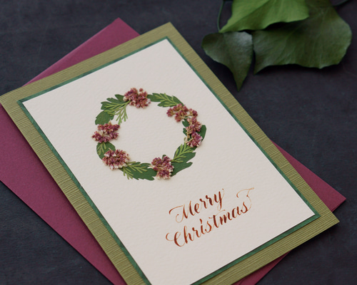 Kintaro　クリスマスカード　リース クリスマスリース | 小倉マユコ | イラスト挨拶状のダウンロード