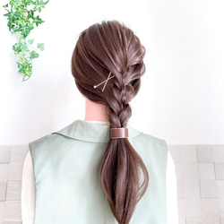 ♥️200  10色 革 ポニーフック / レザー ヘアカフス ヘアアクセサリー 11枚目の画像