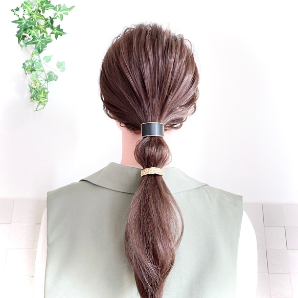 ♥️200  10色 革 ポニーフック / レザー ヘアカフス ヘアアクセサリー 7枚目の画像