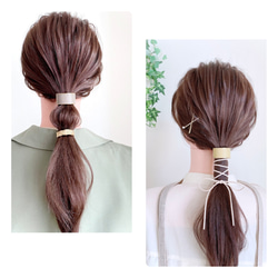 ♥️200  10色 革 ポニーフック / レザー ヘアカフス ヘアアクセサリー 2枚目の画像