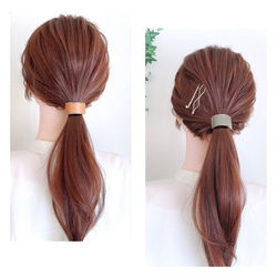 ♥️200  10色 革 ポニーフック / レザー ヘアカフス ヘアアクセサリー 4枚目の画像