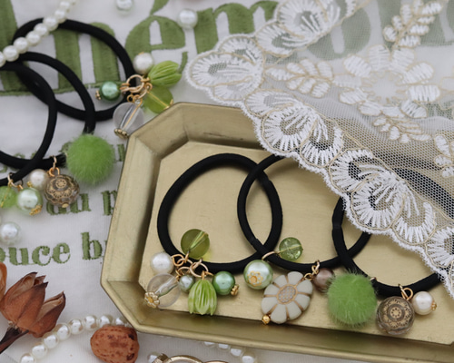 ジャラジャラヘアゴム  大人グリーン ジャラジャラヘアゴム 大人グリーン