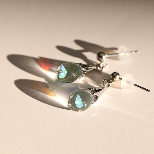 宝石型カットのクリスタル×カラーオパール2wayピアス purepoche_228p-0h040-607