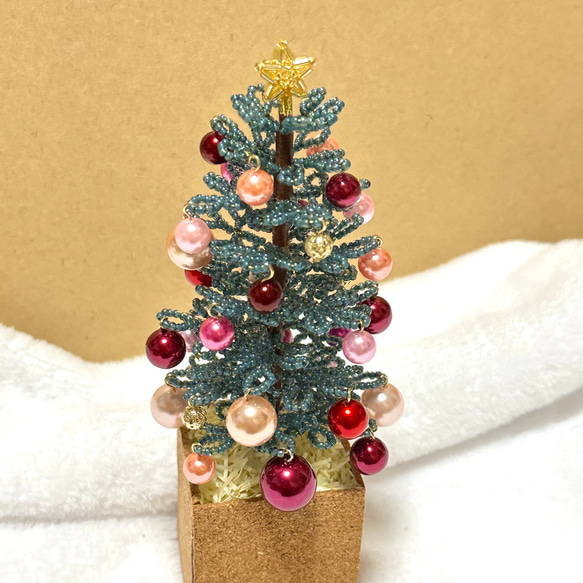 ＊緑ツリー＊　ビーズのクリスマスツリー　ビーズツリー　卓上　クリスマス　ミニチュア　置物　飾り 11枚目の画像