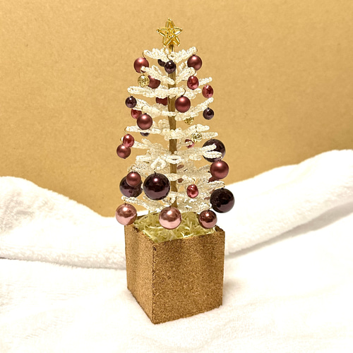 2025出品お休み】＊白ツリー＊ ビーズのクリスマスツリー ビーズツリー