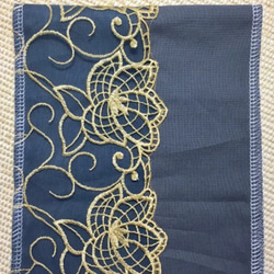 洗える刺繍半衿　金茶×ニュアンスブルー【ラスト】 7枚目の画像