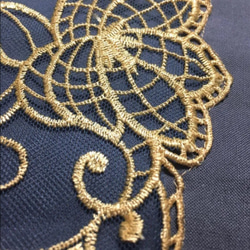 洗える刺繍半衿　金茶×ニュアンスブルー【ラスト】 8枚目の画像