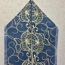 洗える刺繍半衿　金茶×ニュアンスブルー【ラスト】 6枚目の画像