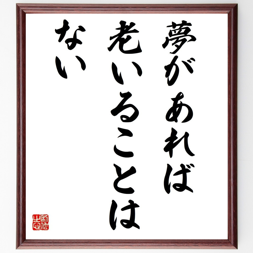 名言「夢があれば、老いることはない」手書き書道色紙額／受注後の毛筆直筆（Y2155）