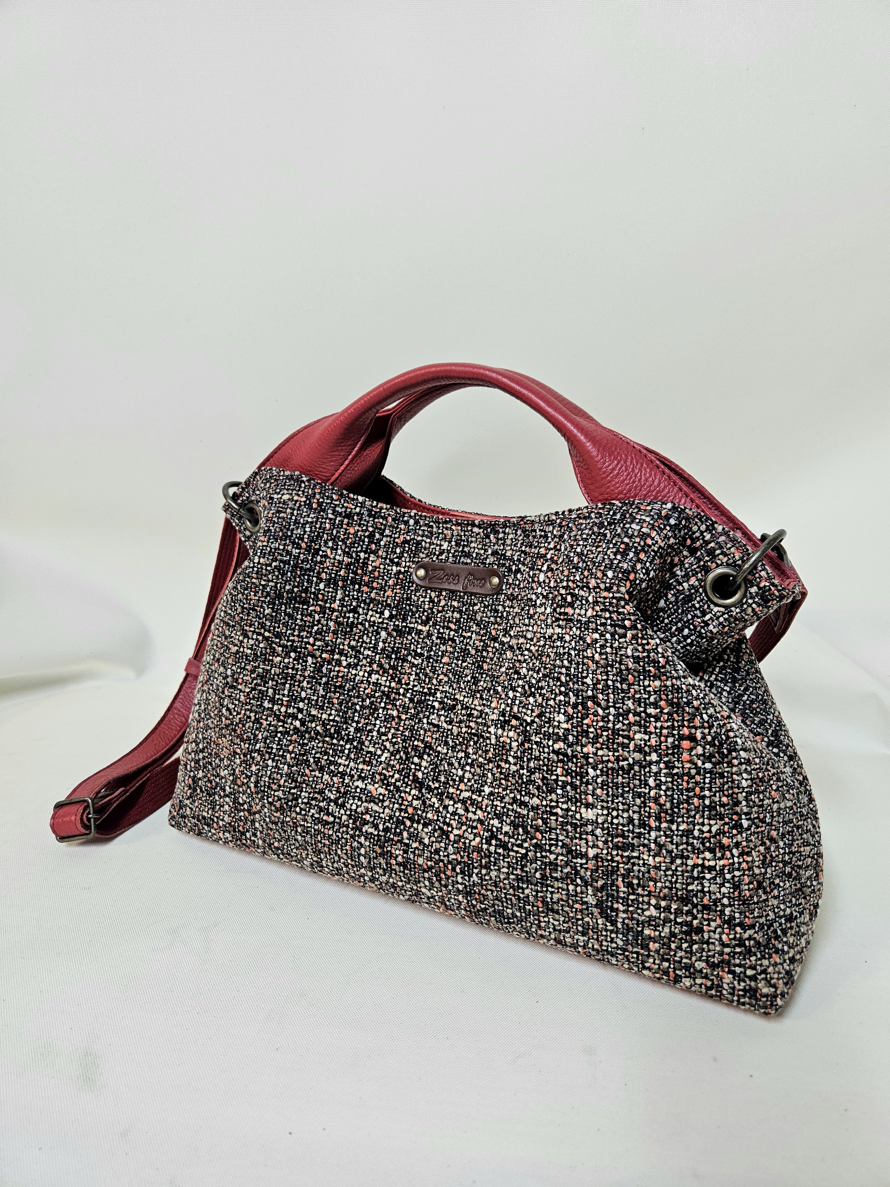 日本製 Zess fino  ツイード×本革トート 2WAYオールシーズン使える風合い♪︎