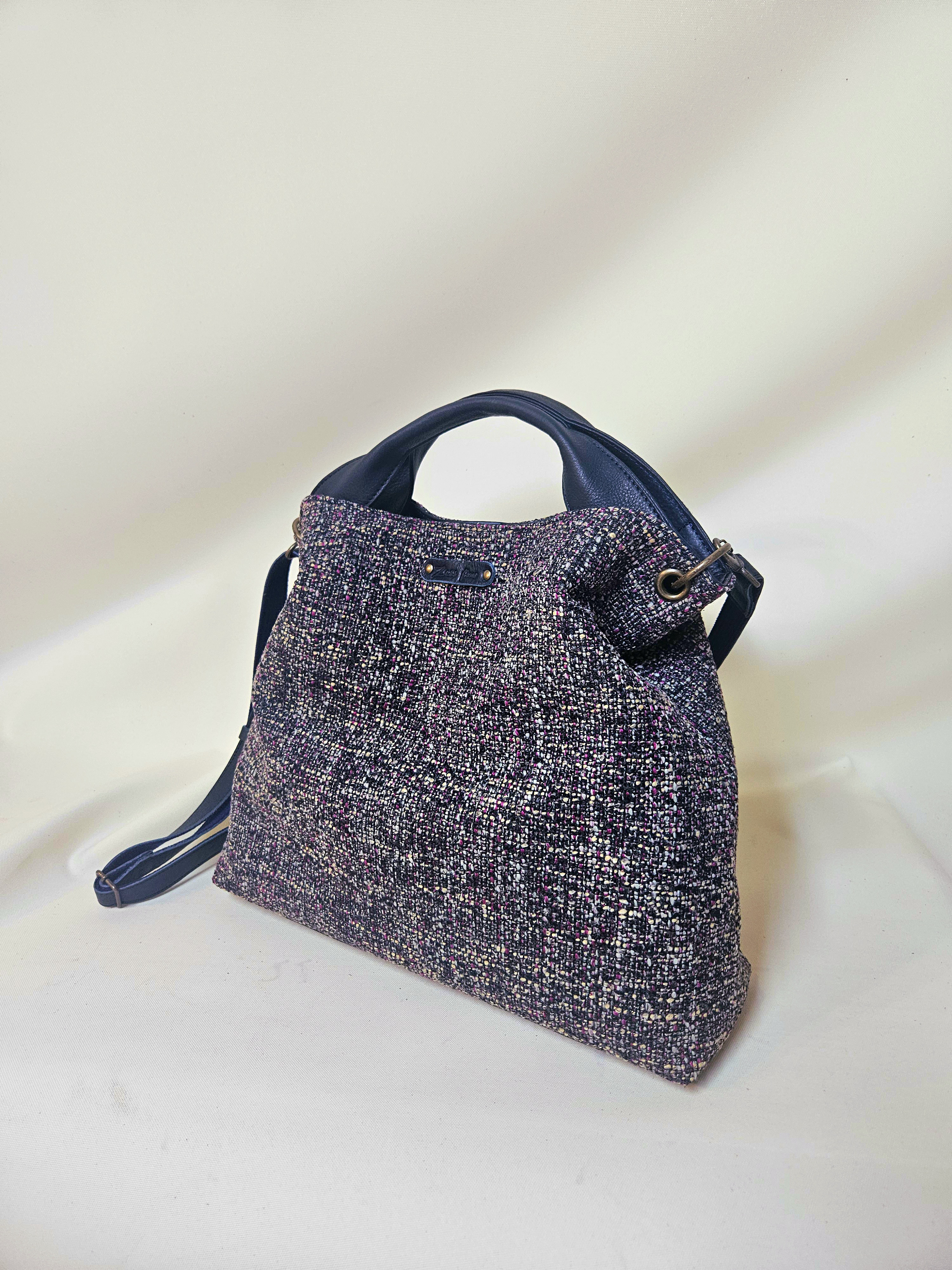 日本製 Zess fino   　ツイード×本革トートバッグ ショルダーバッグ 2WAY