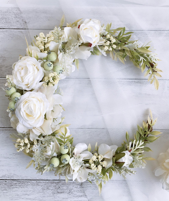 お月さまリース22㎝《アーティフィシャルフラワー》 リース 花maru  