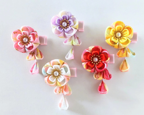 つまみ細工 髪飾り 花mini/選べる5色 ＊初節句/ひな祭り/お食い初め