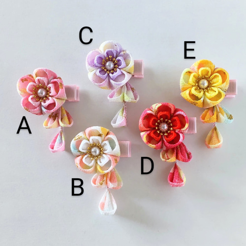 つまみ細工 髪飾り 花mini/選べる5色 ＊初節句/ひな祭り/お食い初め