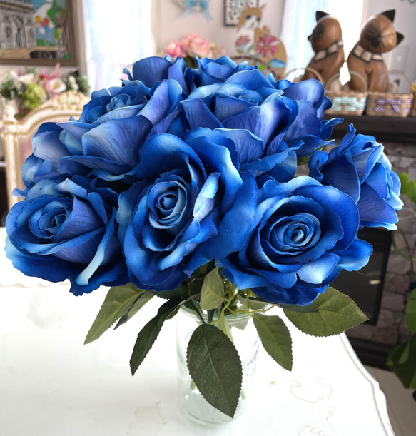 no22,3本組,青,薔薇,ウェディング,アーティフィシャルフラワー