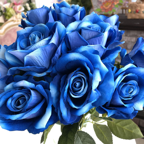 no22,3本組,青,薔薇,ウェディング,アーティフィシャルフラワー