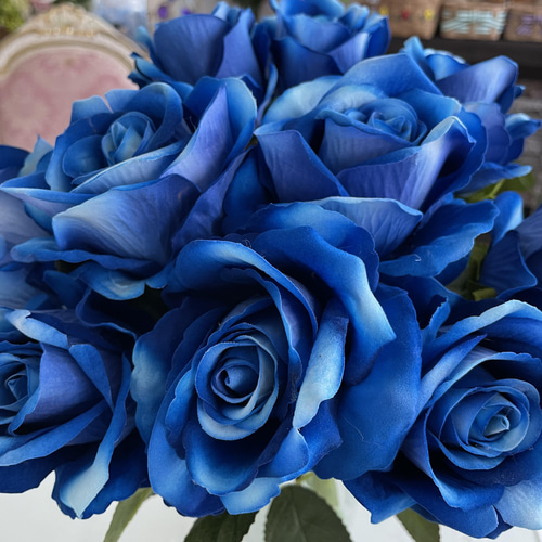 no22,3本組,青,薔薇,ウェディング,アーティフィシャルフラワー