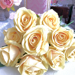 no21☆3玫瑰，黃色，玫瑰，婚禮，人造花，新娘配件 第5張的照片