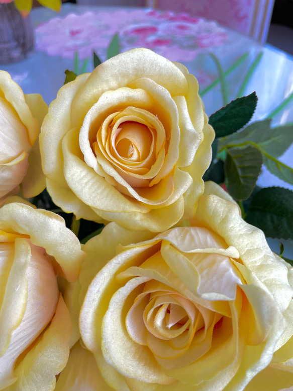 no21☆3玫瑰，黃色，玫瑰，婚禮，人造花，新娘配件 第4張的照片