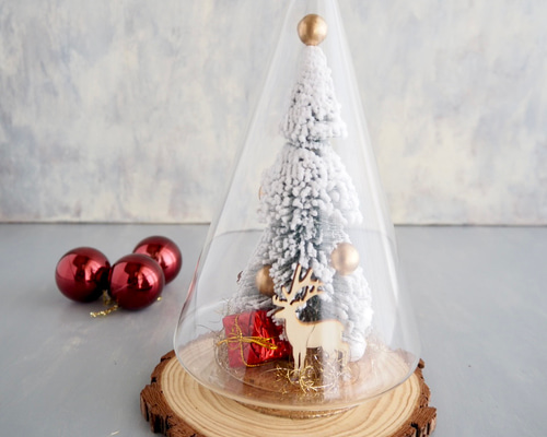 リニューアル✨】切り株コースター付きガラスドームに閉じ込めた