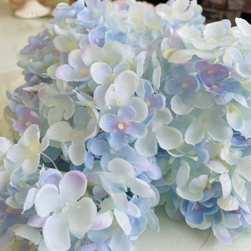 no81,3本組紫陽花, 小ぶり, 水色, 清楚, アーティフィシャルフラワー