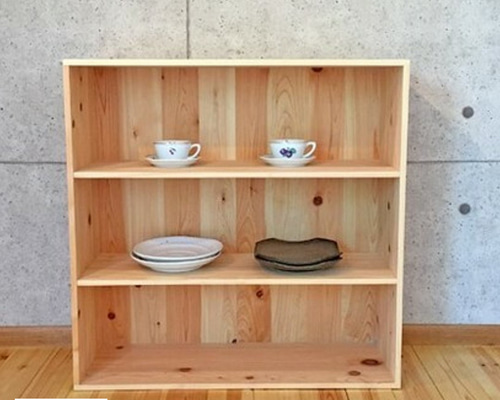 シェルフ 飾り棚 幅75cm KARE風 ヒノキの集成材 シェルフ 飾り棚 幅