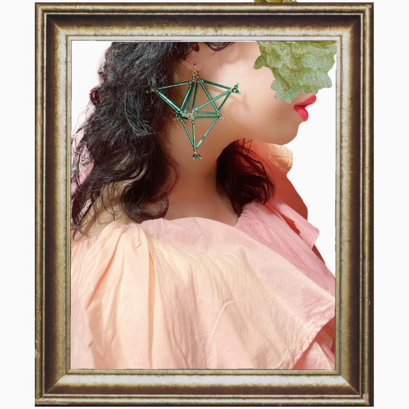 3D Triangle PIERCE/EARRING［Green］ 3枚目の画像