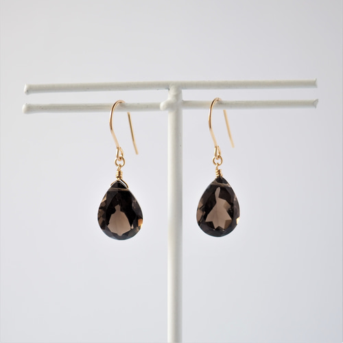スモーキークォーツ ピアス or イヤリング ピアス（フック