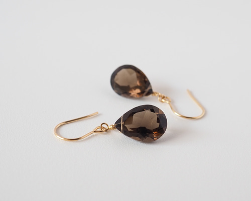 スモーキークォーツ ピアス or イヤリング ピアス（フック