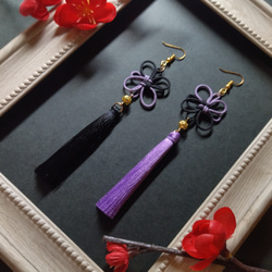 梅結びとタッセルのピアス(イヤリング)(色オーダー可)【水引【成人式