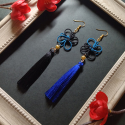 梅結びとタッセルのピアス(イヤリング)(色オーダー可)【梅【水引【卒業