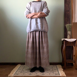 ◆受注製作◆グレンチェックのロングギャザースカート/コットン100%/秋冬 8枚目の画像