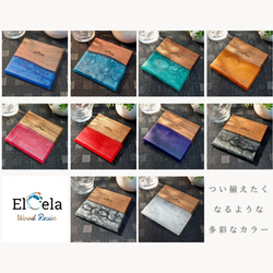 【至福のひとときを彩るコースター】　Elcela　ウッドレジン　木製　青　ブルー　マット仕上げ 2枚目の画像