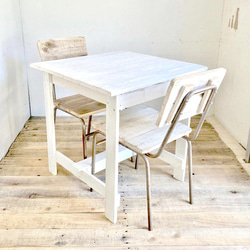 リサイクルウッド☆カフェテーブル ホワイト　RW0073-WT 6枚目の画像