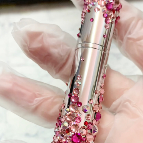 送料無料】ピンクベースにローズ系アクセント デコ雑貨 スワロスキー