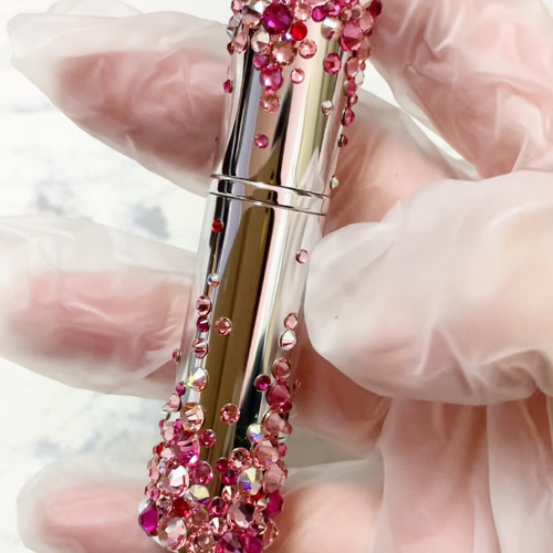 送料無料】ピンクベースにローズ系アクセント デコ雑貨 スワロスキー