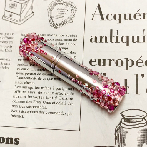 送料無料】ピンクベースにローズ系アクセント デコ雑貨 スワロスキー