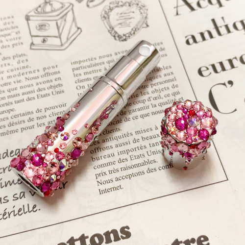 送料無料】ピンクベースにローズ系アクセント デコ雑貨 スワロスキー