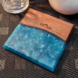 [幸福時刻杯墊] Elcela wood 樹脂木 Elcela blue matte finish 第1張的照片